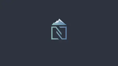 A logo of a mountain and a house