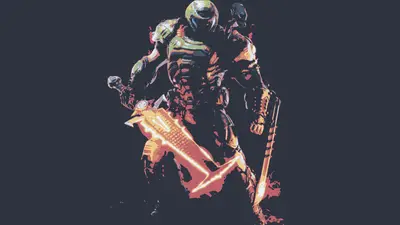 A video game character holding a sword
