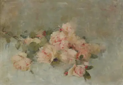A painting of flowers on a surface