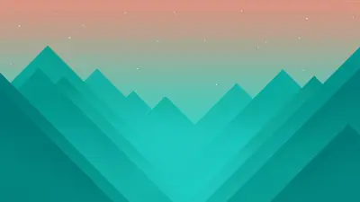 A green mountains with pink and blue sky