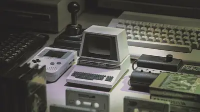 A group of old computer equipment