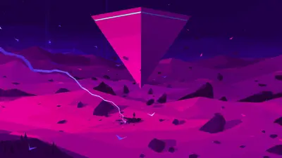 A purple pyramid in the desert
