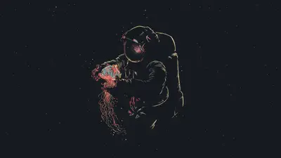 A drawing of an astronaut in space