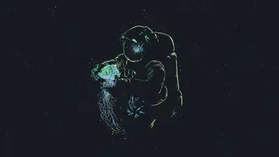 A drawing of an astronaut in space