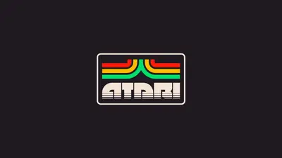 A logo with a rainbow colored stripe