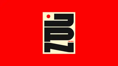 A red and black logo