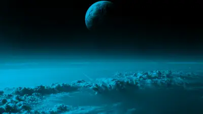 A planet in space with clouds