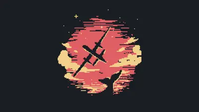A pixel art of a sword and whale