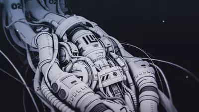 A close up of a robot