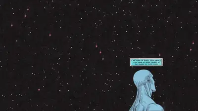 A comic book page of a man looking at stars