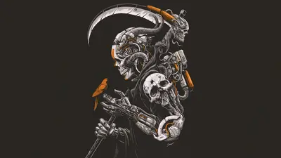 A skeleton with a scythe